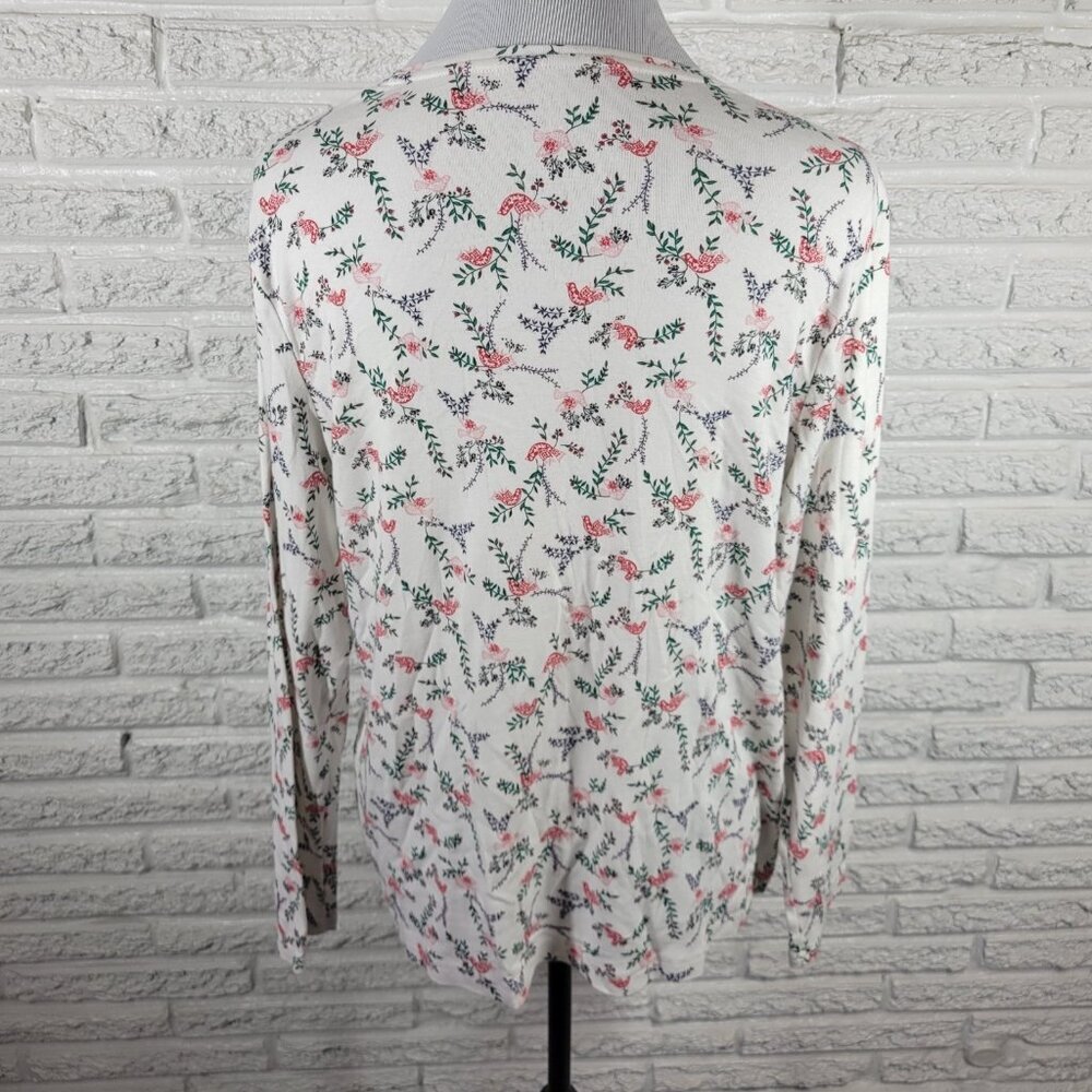 Croft & Barrow Womens XL Long Sleeve Cotton T-Shirt Red Birds Crew Neck C15E - Picture 6 of 9